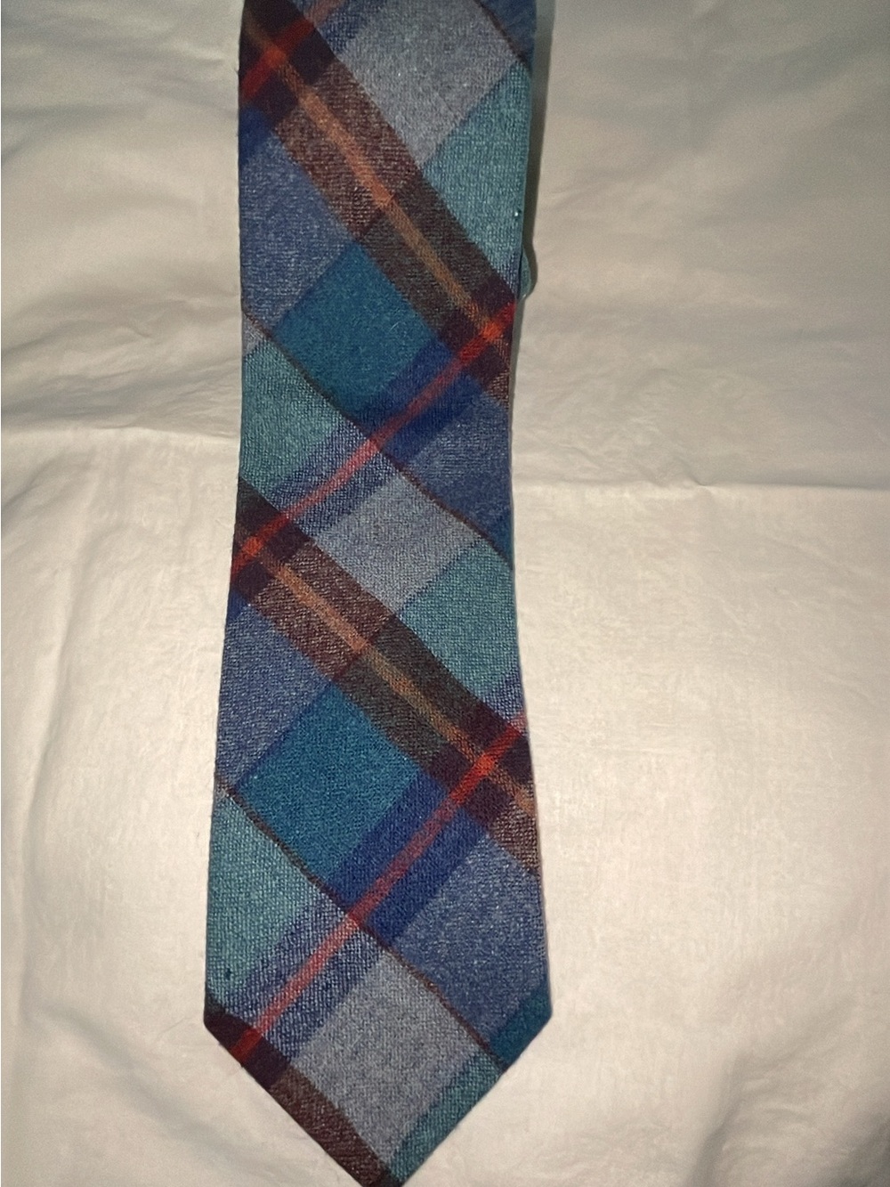 Blue Plaid Men's Tie - Classic Pattern PENDLETON 100% virgin wool